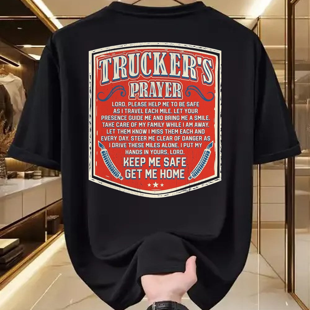 Best Truck Driver Life Shirt, Funny Trucker UnisexT-Shirt/Hoodie/Sweatshirt HLT00 - Trucker's Prayer Keep Me Safe Get Me Home Semi Truck Driver T-Shirt, Men, Black, XX-Large