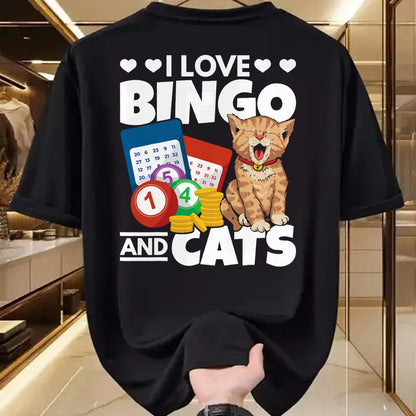 Cat Love Shirt, Funny Cat Lover Gift UnisexT-Shirt/Hoodie/Sweatshirt HLT00 - Cat Lover I Love Bingo and Cats Gambling Bingo Player Bingo T-Shirt