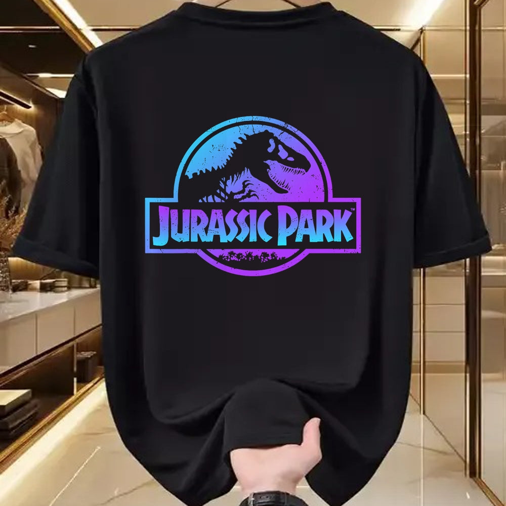 Best Dinosaur Lover Shirt, Funny Dinosaur UnisexT-Shirt/Hoodie/Sweatshirt HLT00 - Jurassic Park Blue & Purple Fossil Logo Graphic Short Sleeve T-Shirt