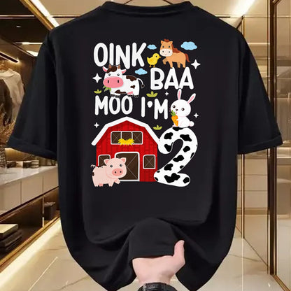 Best Farmer Life Shirt, Funny Farmer UnisexT-Shirt/Hoodie/Sweatshirt HLT00 - Oink Baa Moo I'm 2 Farm Theme Birthday 2 Year Old Party T-Shirt
