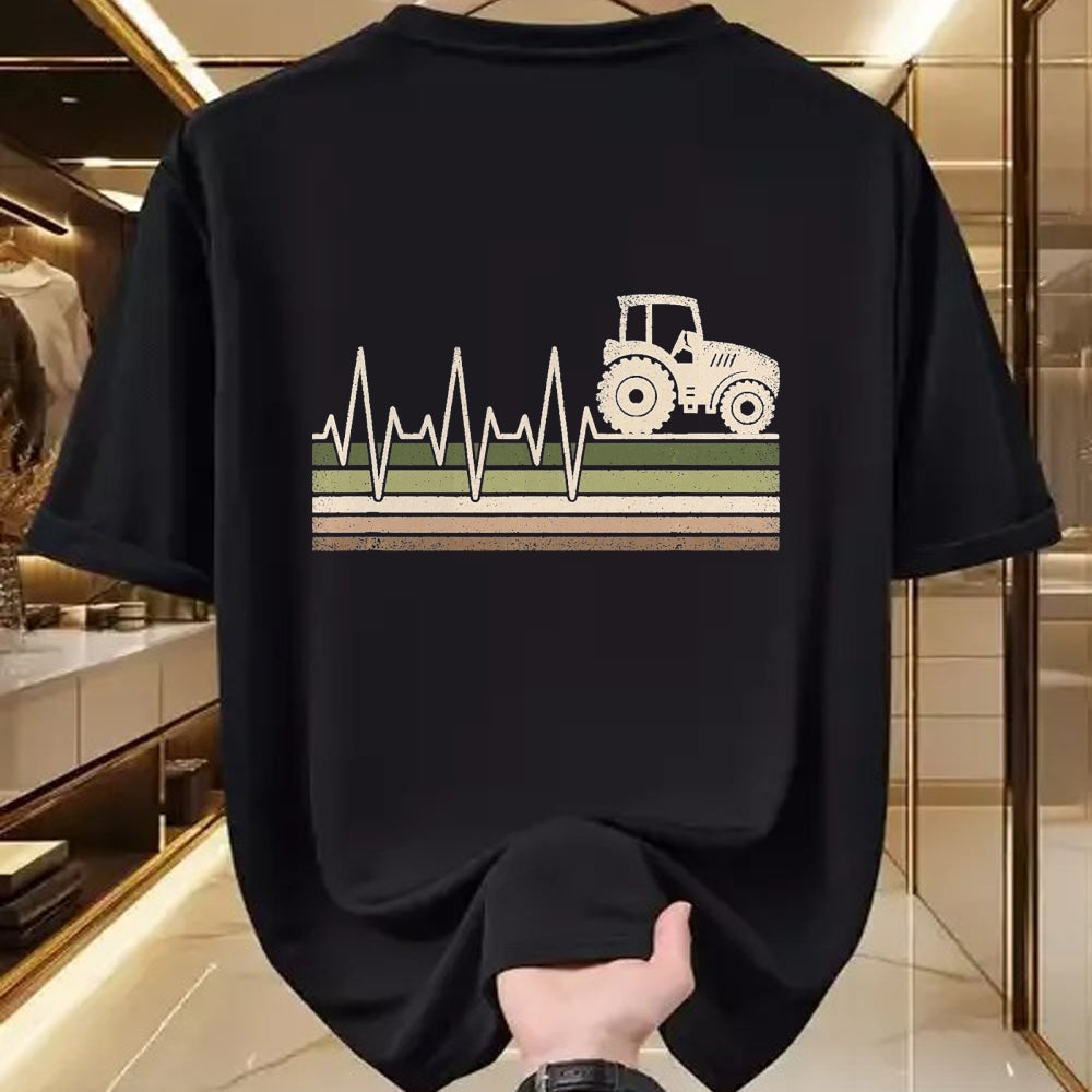 Best Farmer Life Shirt, Funny Farmer UnisexT-Shirt/Hoodie/Sweatshirt HLT00 - Vintage Tractor Heartbeat Farmer Farming Men T-Shirt, Men, Black, 3X-Large