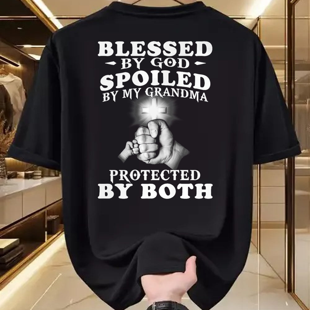 Best Wife Shirt, Wife and Husband Unisex T-Shirt/Hoodie/Sweatshirt HLT00 - Blessed by God spoiled by my grandma protected by both Premium T-Shirt (1)