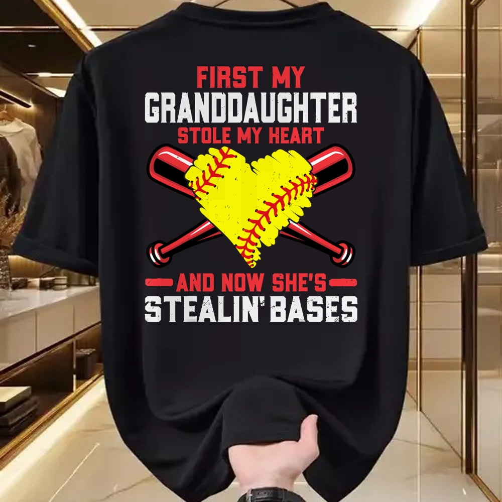 Best Grandpa Shirt, Proud Grandpa Unisex T-Shirt/Hoodie/Sweatshirt HLT00 - First My Granddaughter Stole My Heart - Softball Grandpa T-Shirt