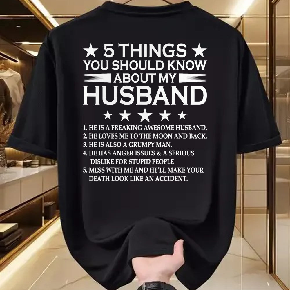 Best Husband Shirt, Wife and Husband Unisex T-Shirt/Hoodie/Sweatshirt HLT00 - 5 Things You Should Know About My Husband Marriage T-Shirt (1)