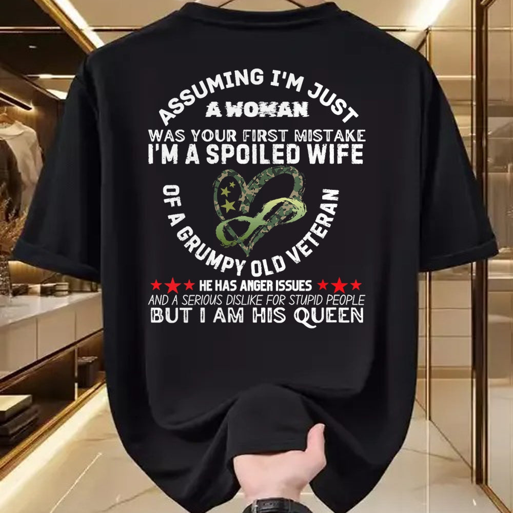 Best Wife Shirt, Wife and Husband Unisex T-Shirt/Hoodie/Sweatshirt HLT00 - Gift for wife T shirt, spoiled wife   Womens Husband Wife I'm A Spoiled Wife Of A Grumpy Old Veteran