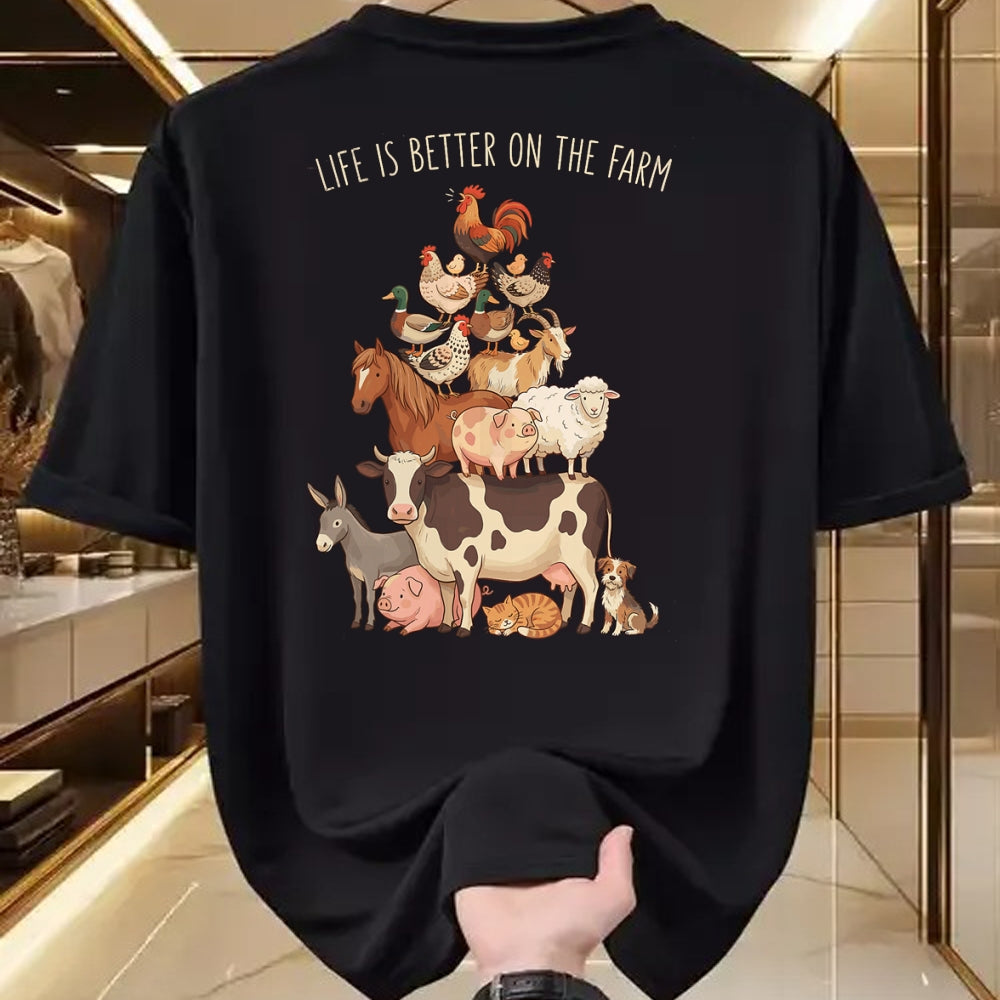 Best Farmer Life Shirt, Funny Farmer UnisexT-Shirt/Hoodie/Sweatshirt HLT00 - Life is Better on the Farm Farmers Farming Cow Pig Chicken T-Shirt