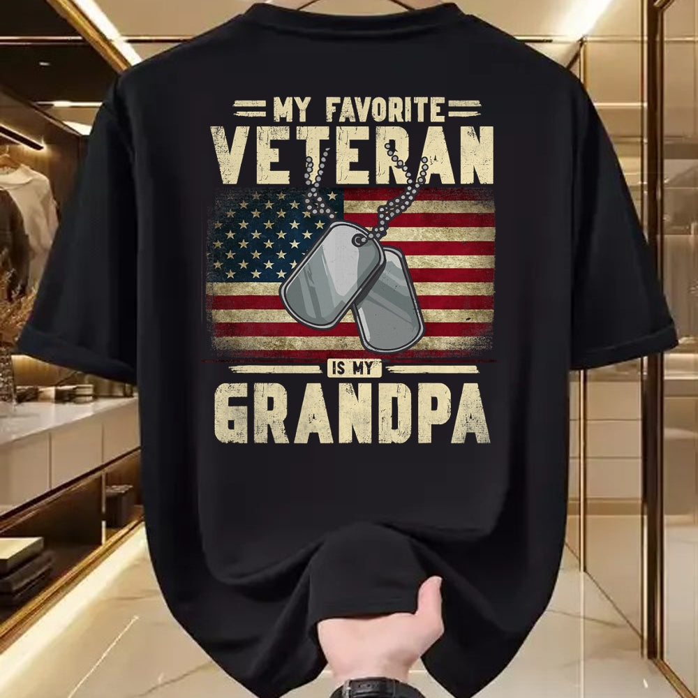 Best Grandpa Shirt, Proud Grandpa Unisex T-Shirt/Hoodie/Sweatshirt HLT00 - Father's Day Veteran Day My Favorite Veteran Is My Grandpa T-Shirt