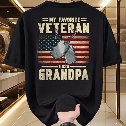Best Grandpa Shirt, Proud Grandpa Unisex T-Shirt/Hoodie/Sweatshirt HLT00 - Father's Day Veteran Day My Favorite Veteran Is My Grandpa T-Shirt