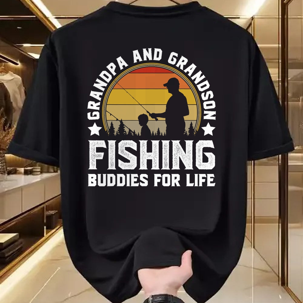 Best Grandpa Shirt, Proud Grandpa Unisex T-Shirt/Hoodie/Sweatshirt HLT00 - Grandpa and Grandson Fishing Buddies for Life - Matching T-Shirt