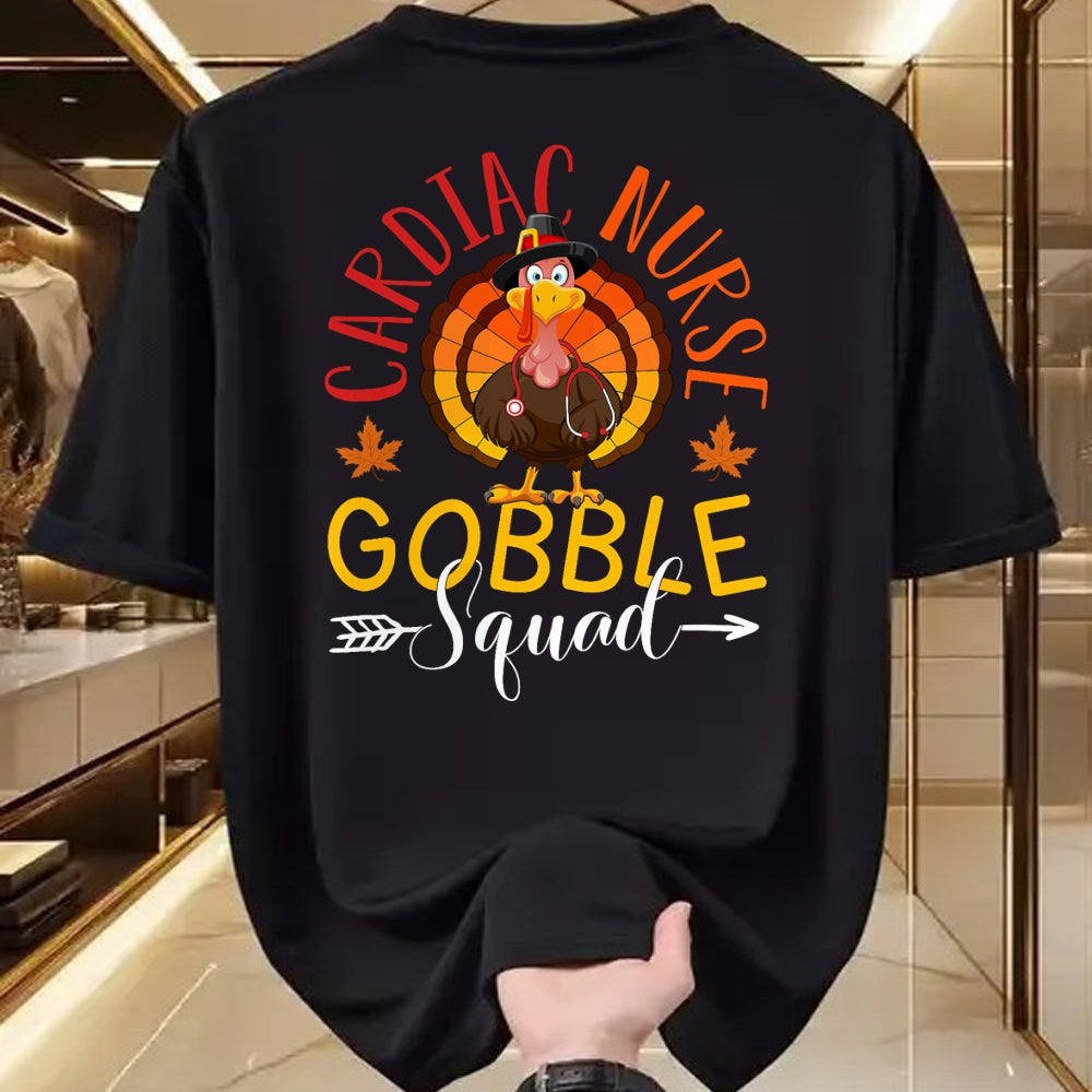 Funny Nurse Shirt, Nurse Unisex T-Shirt/Hoodie/Sweatshirt HLT00 - Cardiac Nurse Gobble Squad Nurse Thanksgiving Turkey Day T-Shirt