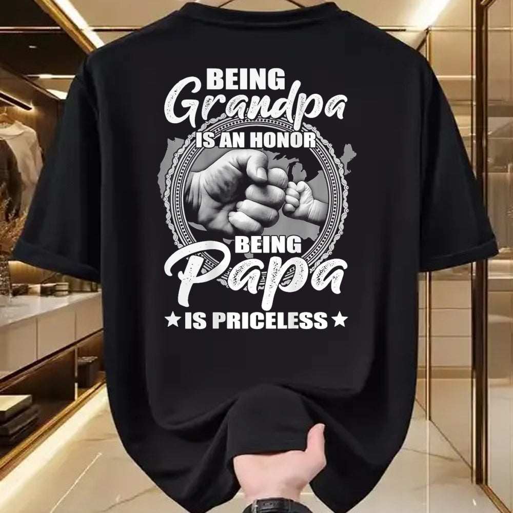Best Grandpa Shirt, Proud Grandpa Unisex T-Shirt/Hoodie/Sweatshirt HLT00 -Being Grandpa Is An Honor Being PaPa is Priceless (on back) T-Shirt (1)