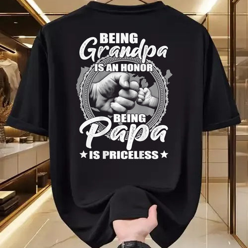 Best Grandpa Shirt, Proud Grandpa Unisex T-Shirt/Hoodie/Sweatshirt HLT00 -Being Grandpa Is An Honor Being PaPa is Priceless (on back) T-Shirt (1)