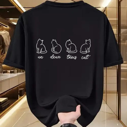 Cat Love Shirt, Funny Cat Lover Gift UnisexT-Shirt/Hoodie/Sweatshirt HLT00 - French Un Deux Trois Cat, Counting, Minimalist, Cat Lover T-Shirt (1)