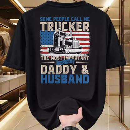Best Truck Driver Life Shirt, Funny Trucker UnisexT-Shirt/Hoodie/Sweatshirt HLT00 - Semi Truck Driver, Trucker Daddy, Husband, US American Flag T-Shirt