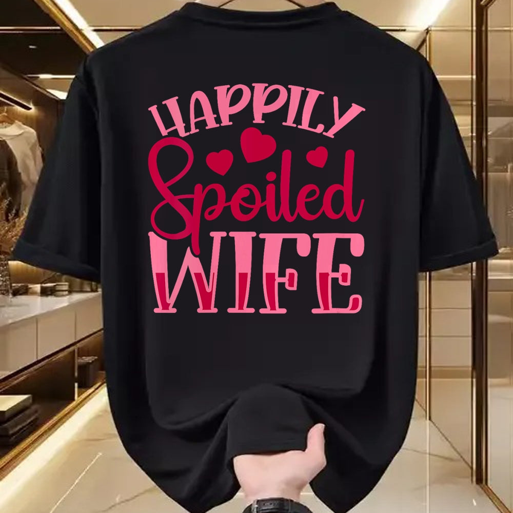 Best Wife Shirt, Wife and Husband Unisex T-Shirt/Hoodie/Sweatshirt HLT00 - Gift for wife T shirt, spoiled wife   Womens Funny Wife Happily Spoiled Wife V-Neck T-Shirt (5)