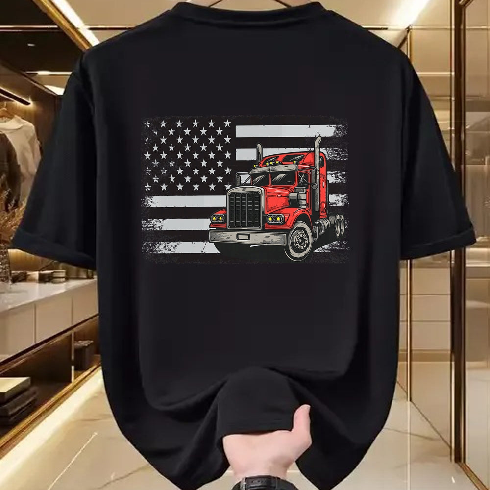 Best Truck Driver Life Shirt, Funny Trucker UnisexT-Shirt/Hoodie/Sweatshirt HLT00 - US American Flag Semi Truck Driver T-Shirt