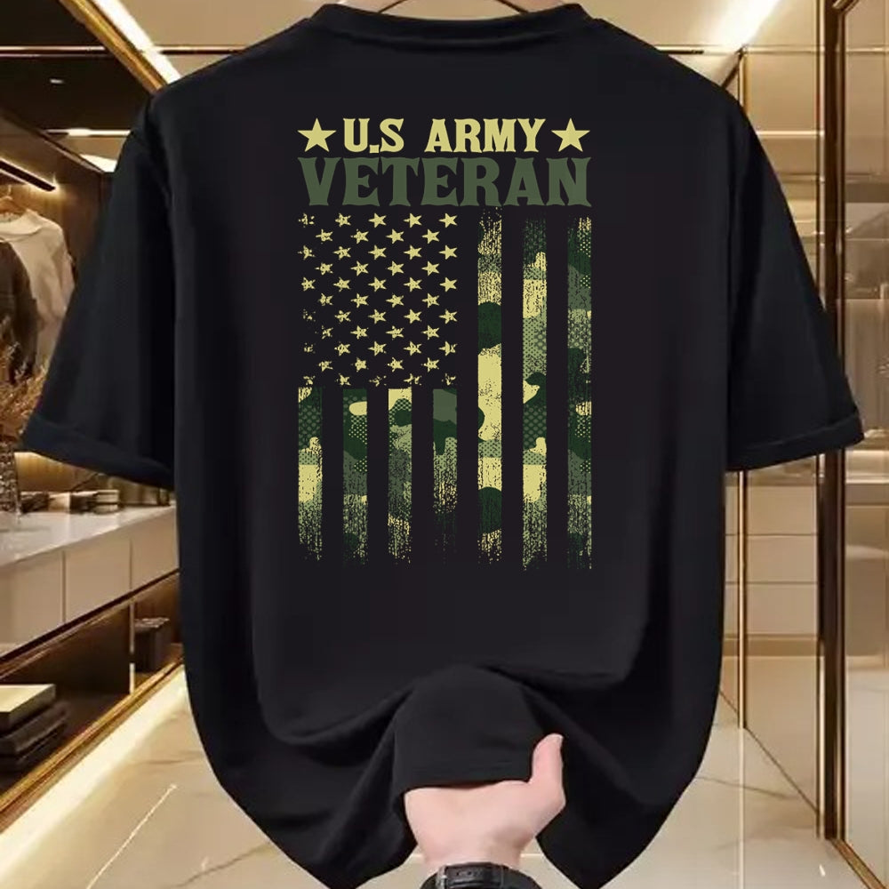 Proud Veteran Shirt, Funny Veteran UnisexT-Shirt/Hoodie/Sweatshirt HLT00 - US Army Veteran Patriotic Military Camouflage American Flag Long Sleeve T-Shirt