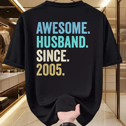 Best Wife Shirt, Wife and Husband Unisex T-Shirt/Hoodie/Sweatshirt HLT00 - Awesome Husband Since 2005 19th wedding anniversary 19 years T-Shirt