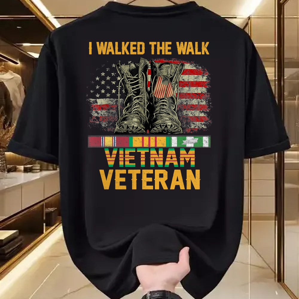 Proud Veteran Shirt, Funny Veteran UnisexT-Shirt/Hoodie/Sweatshirt HLT00 - I Walked The Walk Vietnam Veteran Flag American US Vet T-Shirt