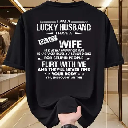 Best Wife Shirt, Wife and Husband Unisex T-Shirt/Hoodie/Sweatshirt HLT00 - Gift for wife T shirt, lucky wife   I am a lucky wife I have a crazy husband Funny gift for wife T-S