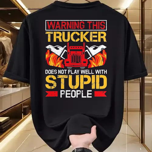 Best Truck Driver Life Shirt, Funny Trucker UnisexT-Shirt/Hoodie/Sweatshirt HLT00 - Funny Trucker Warning Semi Truck Driver Trucker T-Shirt, Men, Black, Large