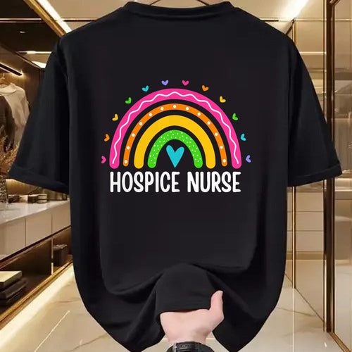 Funny Nurse Shirt, Nurse Unisex T-Shirt/Hoodie/Sweatshirt HLT00 - Hospice Care Nursing Rainbow RN Registered Hospice Nurse T-Shirt