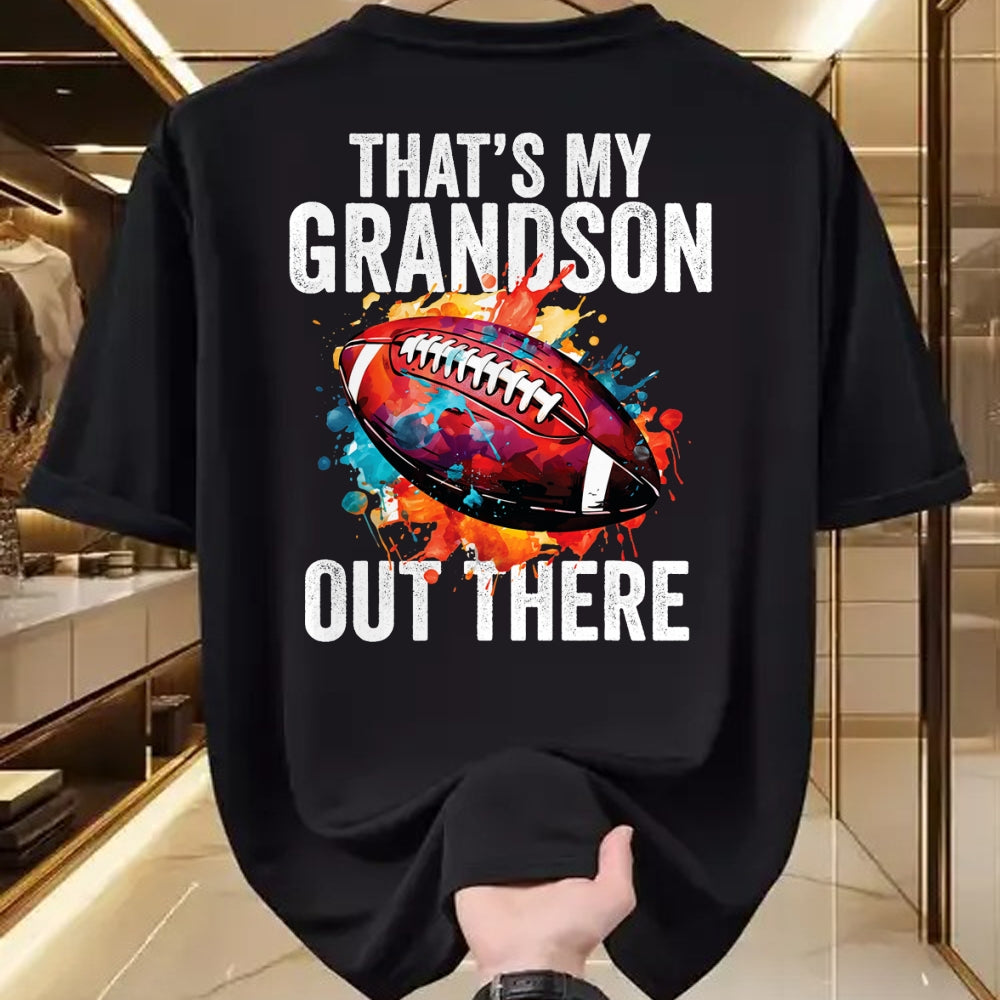 Best Grandpa Shirt, Proud Grandpa Unisex T-Shirt/Hoodie/Sweatshirt HLT00 - That's My Grandson Out There Football Grandma Grandpa T-Shirt