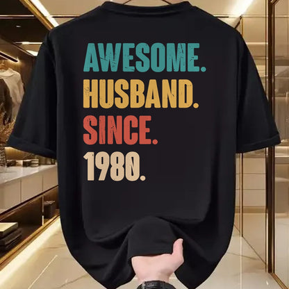 Best Wife Shirt, Wife and Husband Unisex T-Shirt/Hoodie/Sweatshirt HLT00 - Awesome Husband Since 1980 - 44th Wedding Anniversary Epic T-Shirt