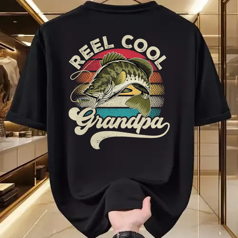 Best Grandpa Shirt, Proud Grandpa Unisex T-Shirt/Hoodie/Sweatshirt HLT00 - Reel Cool Grandpa Fishing Vintage Retro Father's Day Men Dad T-Shirt