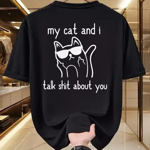 Cat Love Shirt, Funny Cat Lover Gift UnisexT-Shirt/Hoodie/Sweatshirt HLT00 - Cool Sunglasses Cat Lovers My Cats and I Talk Shit About You T-Shirt
