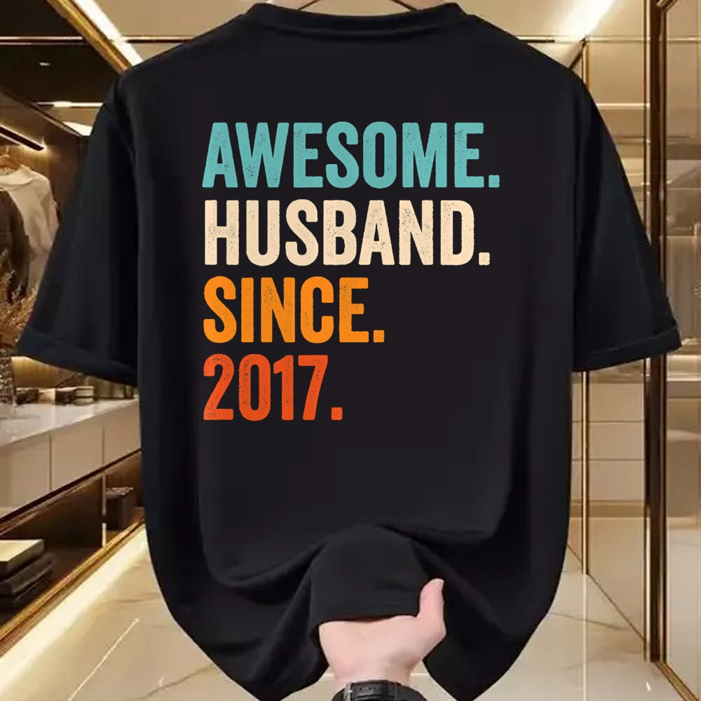 Best Wife Shirt, Wife and Husband Unisex T-Shirt/Hoodie/Sweatshirt HLT00 - Awesome Husband Since 2017 7th wedding anniversary 7 years T-Shirt