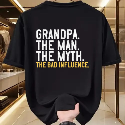 Best Grandpa Shirt, Proud Grandpa Unisex T-Shirt/Hoodie/Sweatshirt HLT00 - Father's Day Gift Grandpa The Man The Myth The Bad Influence T-Shirt (1)