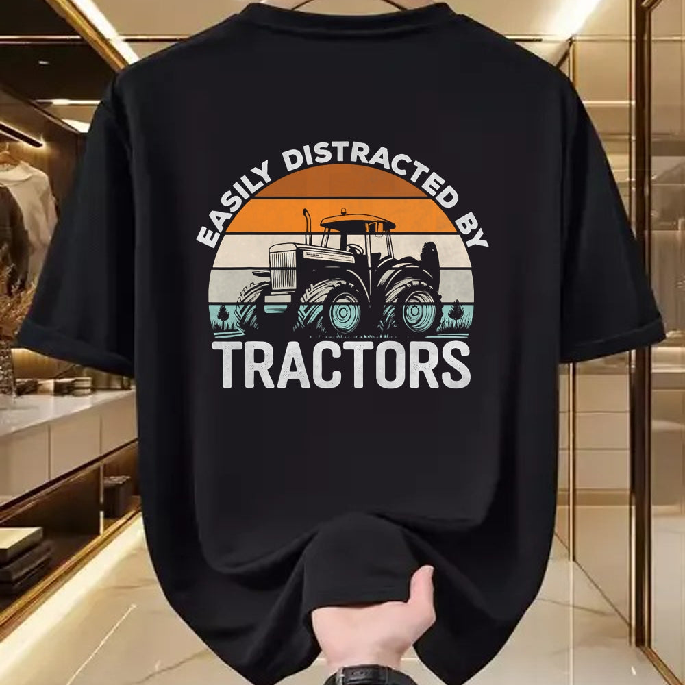 Best Farmer Life Shirt, Funny Farmer UnisexT-Shirt/Hoodie/Sweatshirt HLT00 - Farming Humor Easily Distracted By Tractor Farmer Mens T-Shirt