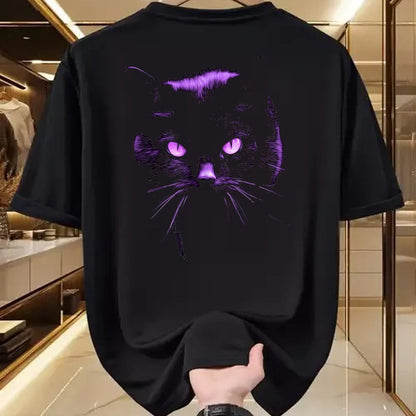 Cat Love Shirt, Funny Cat Lover Gift UnisexT-Shirt/Hoodie/Sweatshirt HLT00 - Cool Halloween Shirt Purple Cat, Witches Familiar, Cat_s Eye T-Shirt, Women, Black, X-Large