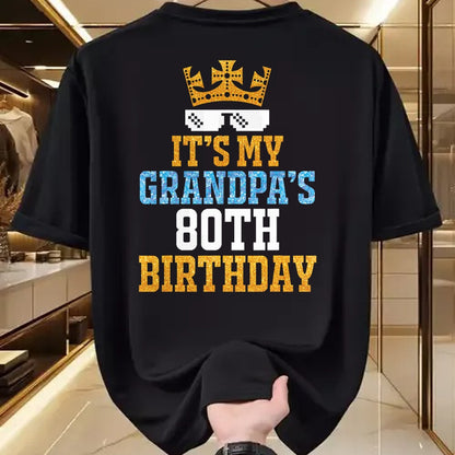 Best Grandpa Shirt, Proud Grandpa Unisex T-Shirt/Hoodie/Sweatshirt HLT00 - Grandson Granddaughter Happy It's My Grandpa's 80th Birthday T-Shirt