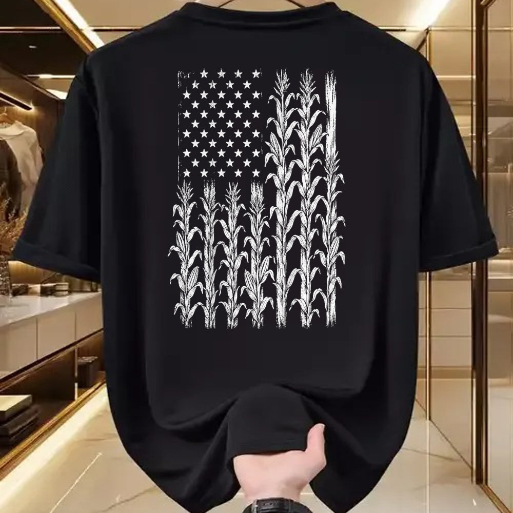 Best Farmer Life Shirt, Funny Farmer UnisexT-Shirt/Hoodie/Sweatshirt HLT00 - American Flag Corn Field Farmer Patriotic (on Back) T-Shirt (3)