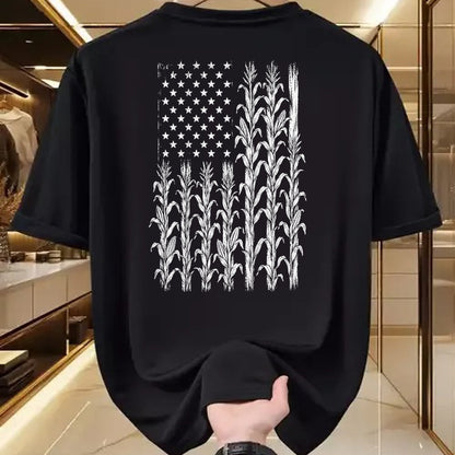 Best Farmer Life Shirt, Funny Farmer UnisexT-Shirt/Hoodie/Sweatshirt HLT00 - American Flag Corn Field Farmer Patriotic (on Back) T-Shirt (3)