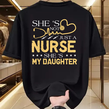 Funny Nurse Shirt, Nurse Unisex T-Shirt/Hoodie/Sweatshirt HLT00 - My Daughter Is A Nurse Proud Nurse's Mom Dad RN LPN Family T-Shirt (4)
