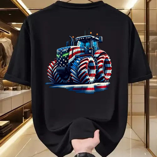 Best Farmer Life Shirt, Funny Farmer UnisexT-Shirt/Hoodie/Sweatshirt HLT00 - Patriotic Tractor American Flag T-Shirt
