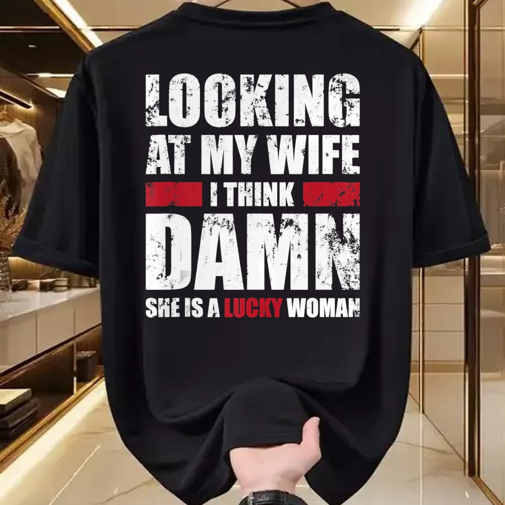 Best Wife Shirt, Wife and Husband Unisex T-Shirt/Hoodie/Sweatshirt HLT00 - Gift for wife T shirt, lucky wife   Mens My Wife - She Is A Lucky Woman - Funny Husband Tank Top