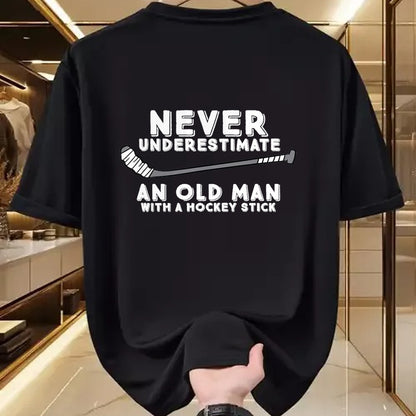 Best Grandpa Shirt, Proud Grandpa Unisex T-Shirt/Hoodie/Sweatshirt HLT00 - Never Underestimate An Old Man With A Stick Old Man Hockey T-Shirt