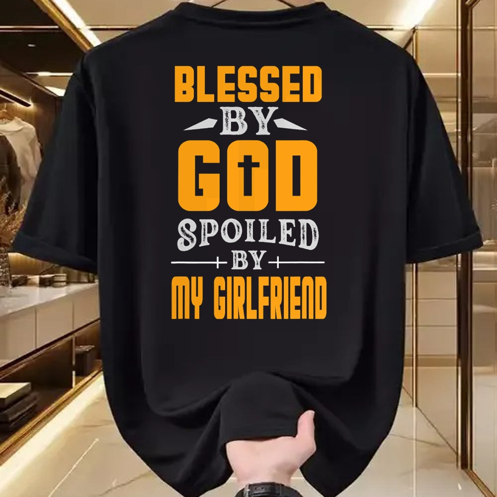 Best Wife Shirt, Wife and Husband Unisex T-Shirt/Hoodie/Sweatshirt HLT00 - Blessed By God Spoiled By My Girlfriend Boyfriend Couples T-Shirt