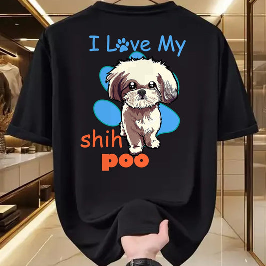 Dog Love Shirt, Dog Lover Gift T-Shirt/Hoodie/Sweatshirt HLT00 - I Love My Shih Poo Shirt Best Dog Lover Paw Print Christmas T-Shirt