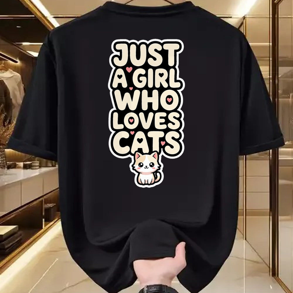 Cat Love Shirt, Funny Cat Lover Gift UnisexT-Shirt/Hoodie/Sweatshirt HLT00 - Just A Girl Who Loves Cats Kawaii Cat Kitten Lover Design T-Shirt