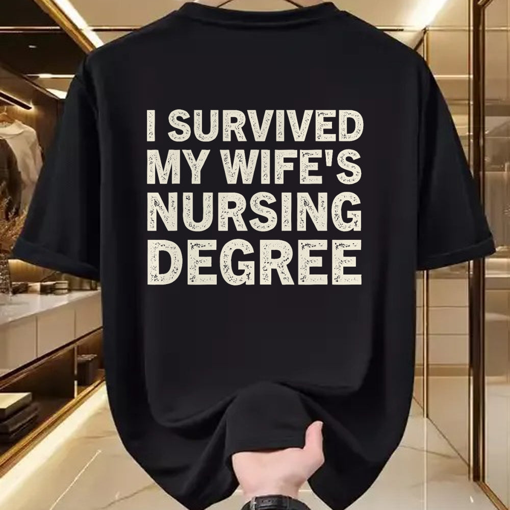Funny Nurse Shirt, Nurse Unisex T-Shirt/Hoodie/Sweatshirt HLT00 - I Survived My Wife Is A Nurse Nursing Degree Nursing LPN CNA T-Shirt