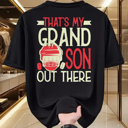 Best Grandpa Shirt, Proud Grandpa Unisex T-Shirt/Hoodie/Sweatshirt HLT00 - That's My Grandson Out There Hockey For Grandma Grandpa T-Shirt