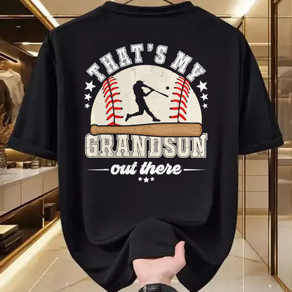 Best Grandpa Shirt, Proud Grandpa Unisex T-Shirt/Hoodie/Sweatshirt HLT00 - That's My Grandson Out There Baseball Grandma Grandpa T-Shirt