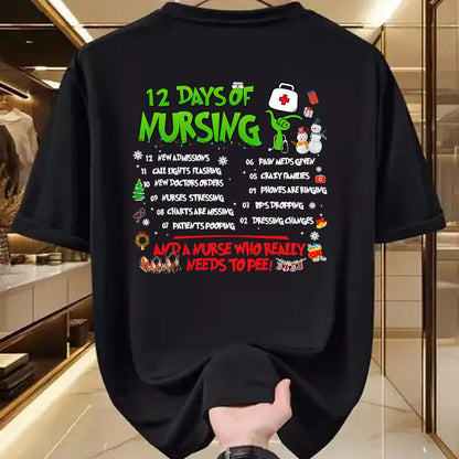 Funny Nurse Shirt, Nurse Unisex T-Shirt/Hoodie/Sweatshirt HLT00 - Nurses Merry Christmas Funny 12 Days of Nursing Xmas Pajamas T-Shirt