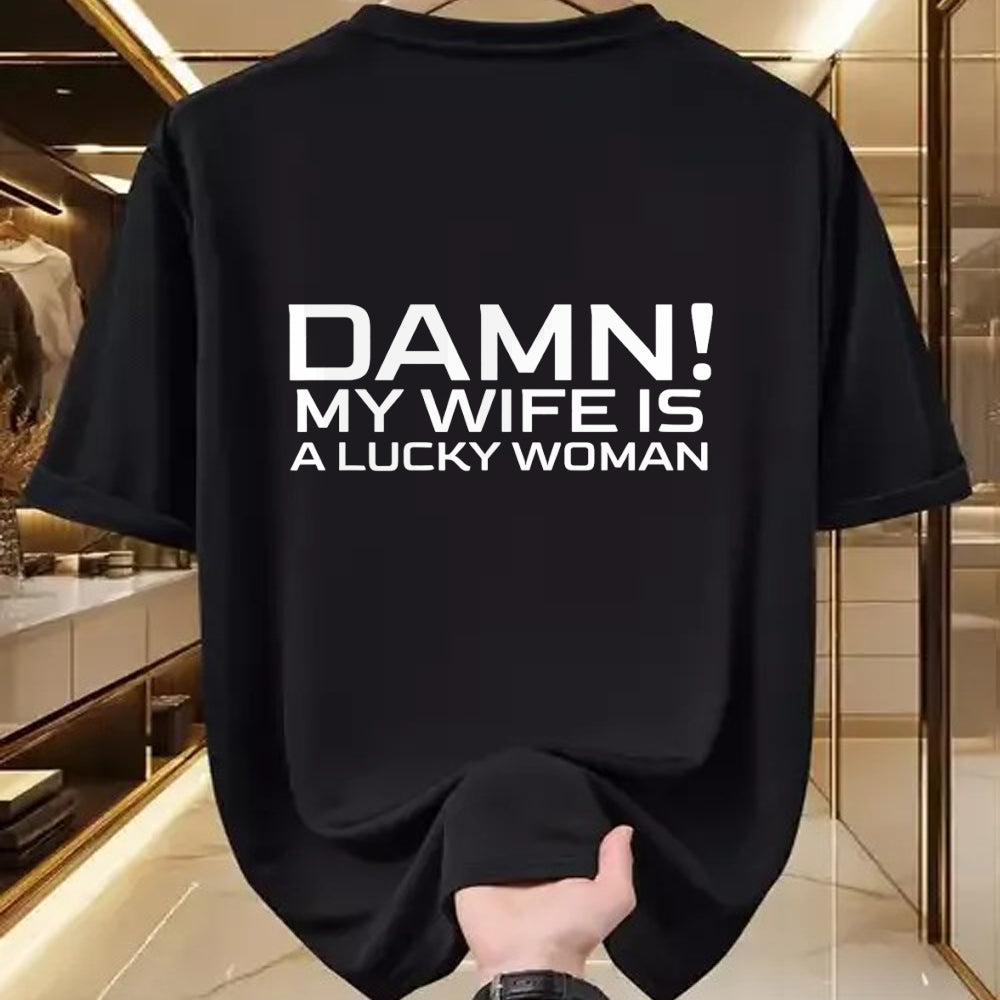 Best Wife Shirt, Wife and Husband Unisex T-Shirt/Hoodie/Sweatshirt HLT00 - Gift for wife T shirt, lucky wife   My Wife Is A Lucky Woman Funny Husband Father's Day Married T-Sh