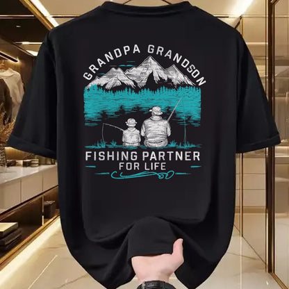 Best Grandpa Shirt, Proud Grandpa Unisex T-Shirt/Hoodie/Sweatshirt HLT00 - Grandpa Grandson Fishing Partner For Life T-Shirt